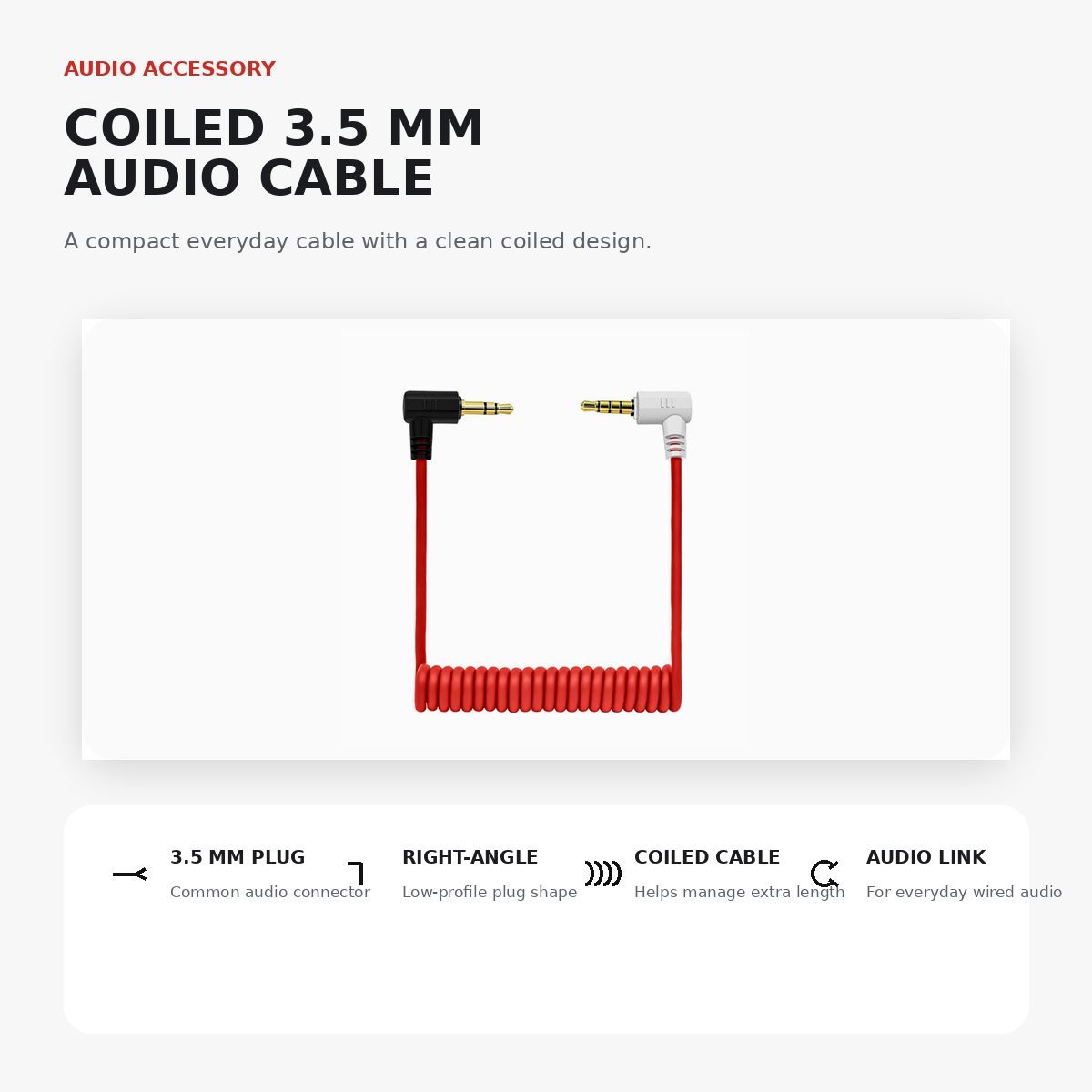 Coiled 3.5mm Right-Angle Audio Cable